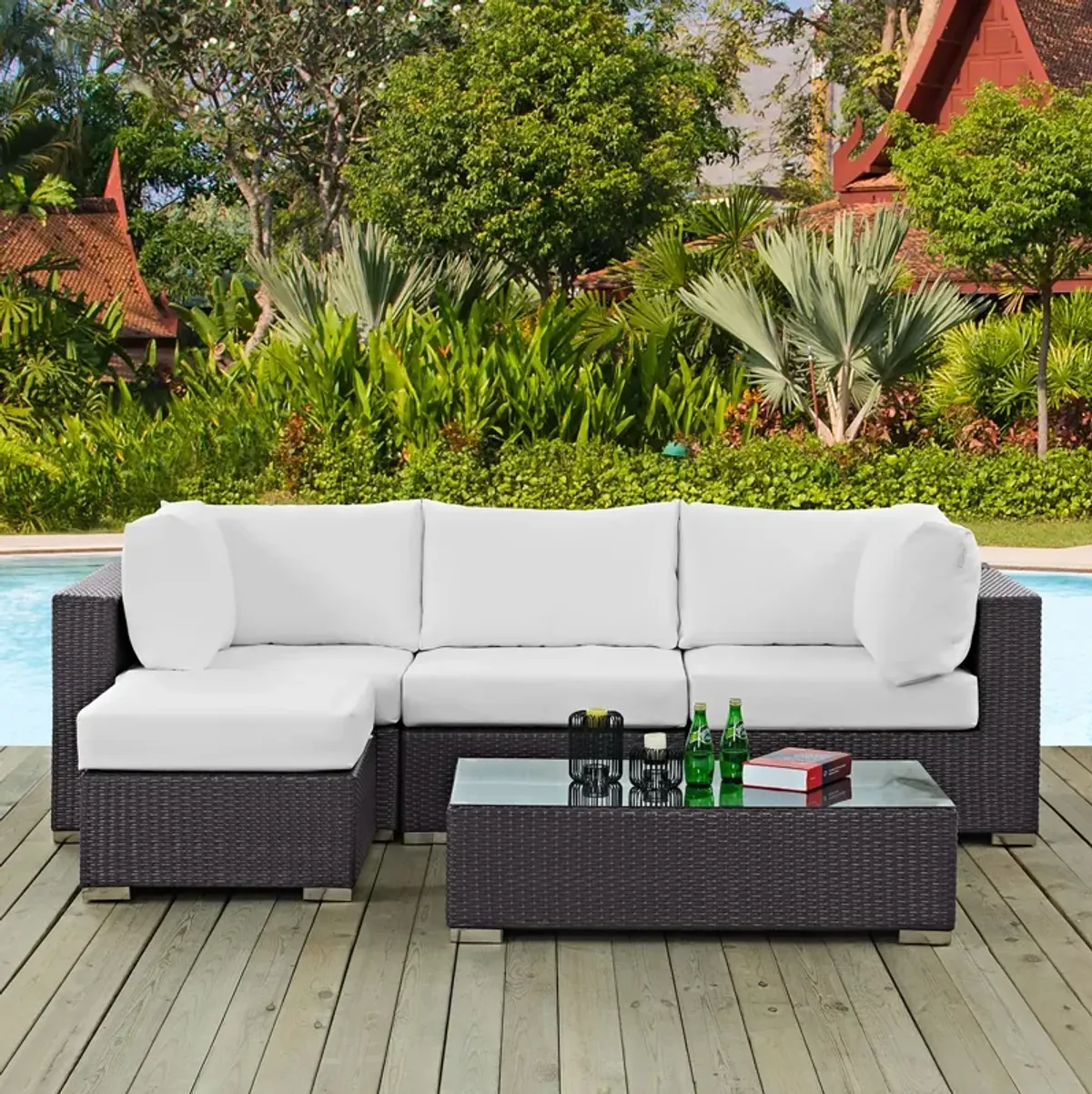 Convene 5 Piece Outdoor Patio Sectional Set