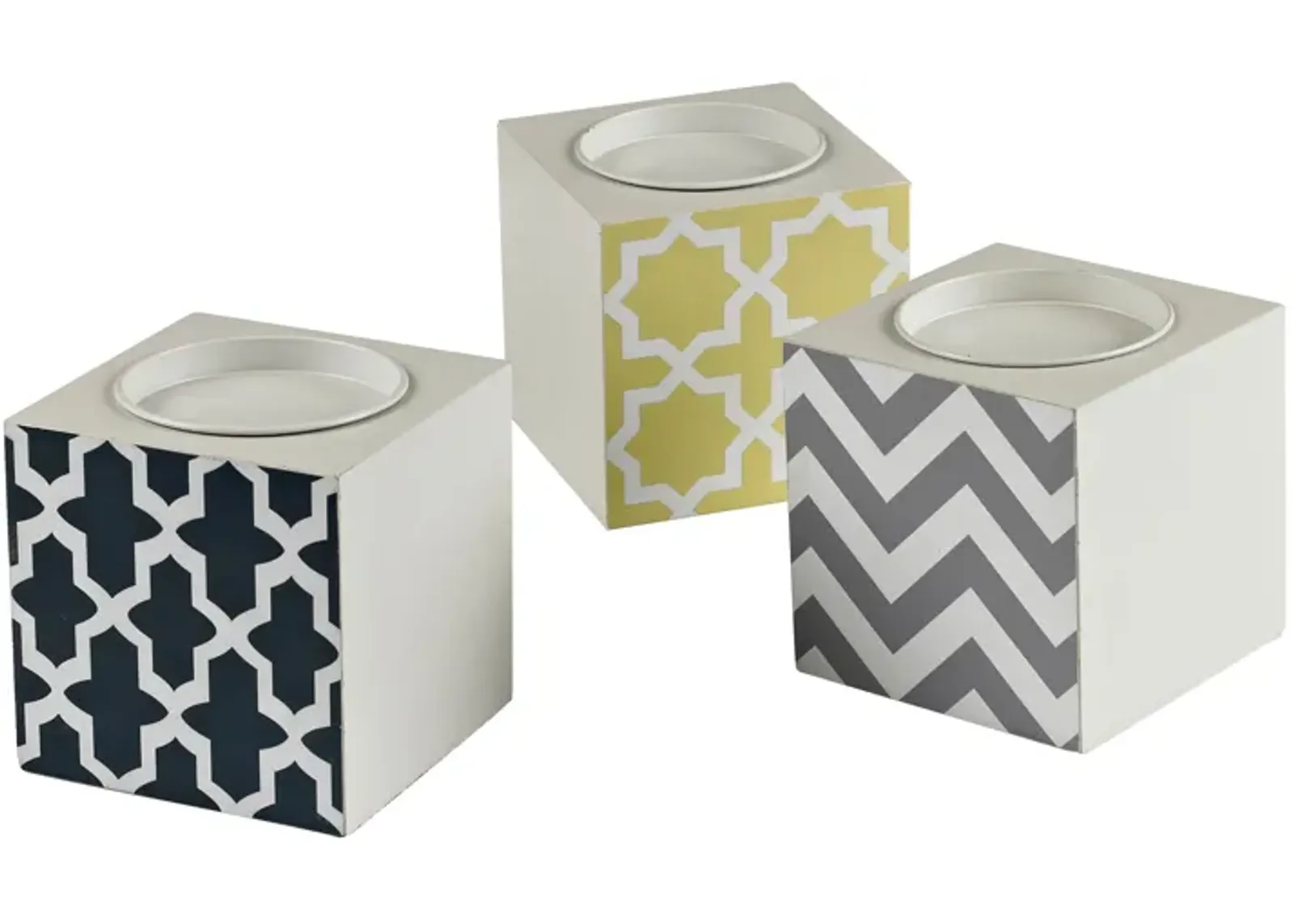 Chevron Print Candle Holders (3-piece Set)