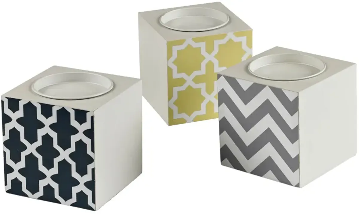 Chevron Print Candle Holders (3-piece Set)