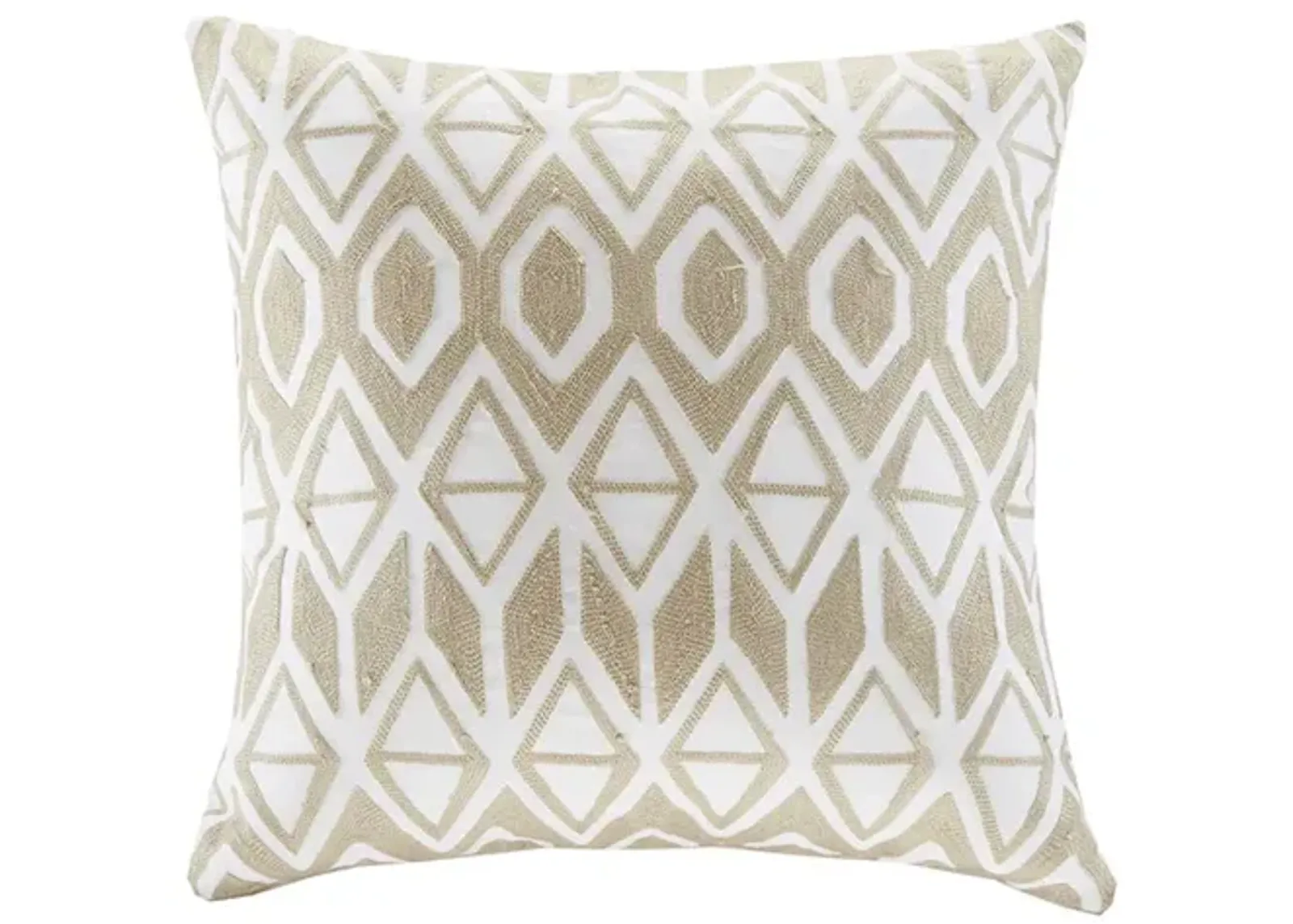 Harbor House Anslee Taupe Embroidered Cotton Square Decorative Pillow