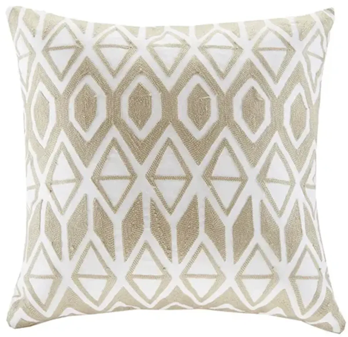 Harbor House Anslee Taupe Embroidered Cotton Square Decorative Pillow