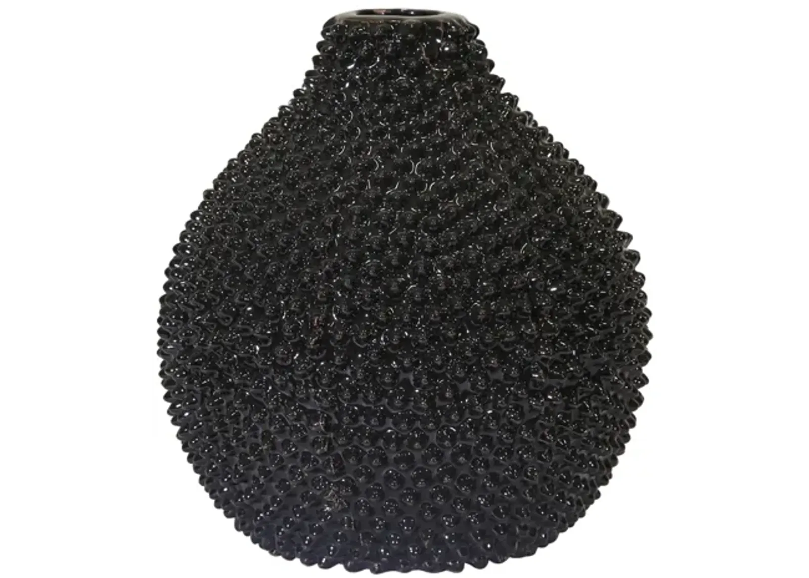 Ec, Gloss Black Spiked Ceramic Vase 8"