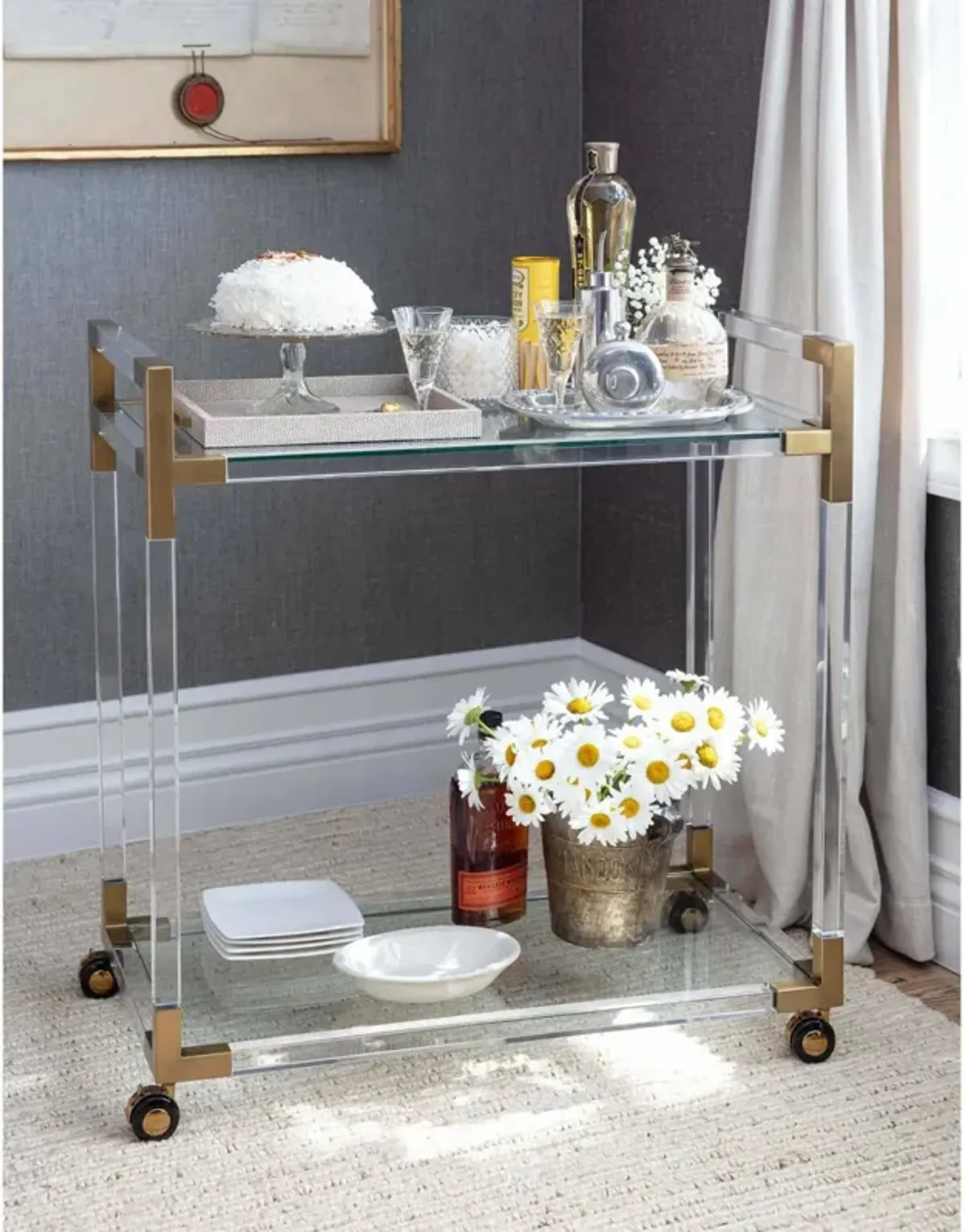 Americano Bar Cart (Natural Brass)