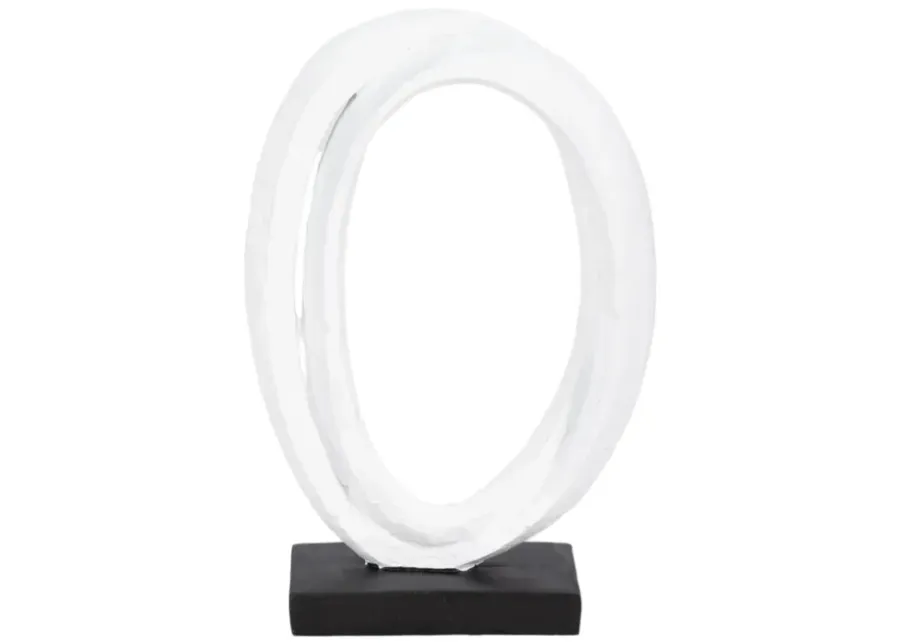 11" Oval Loops Sculpture Volcano Texture, White/bl