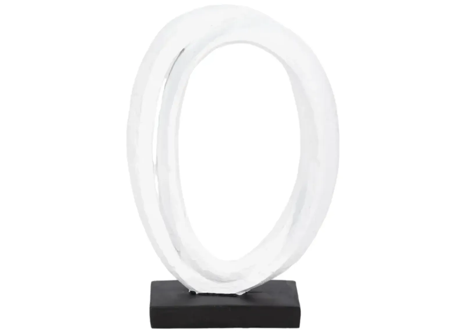 11" Oval Loops Sculpture Volcano Texture, White/bl