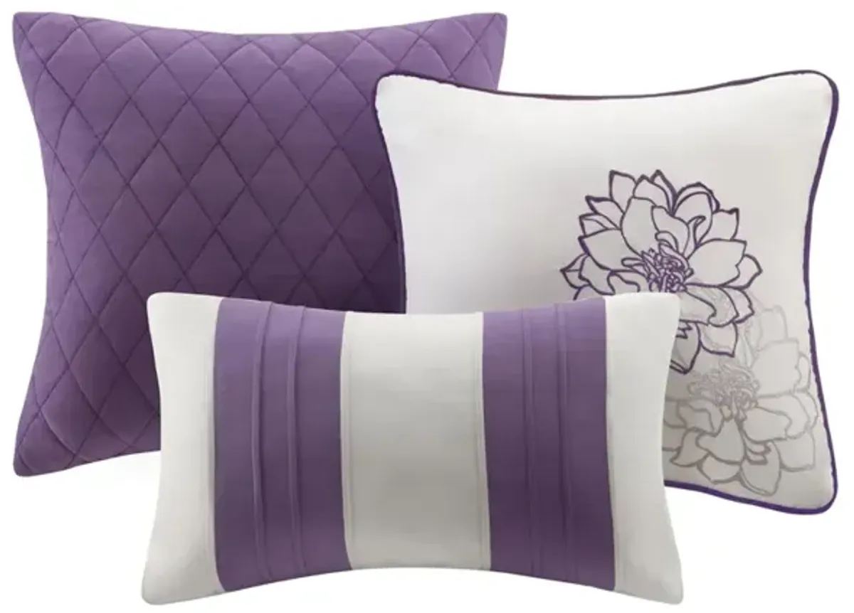 Madison Park Lola Purple 6 Piece Printed Duvet Cover Set