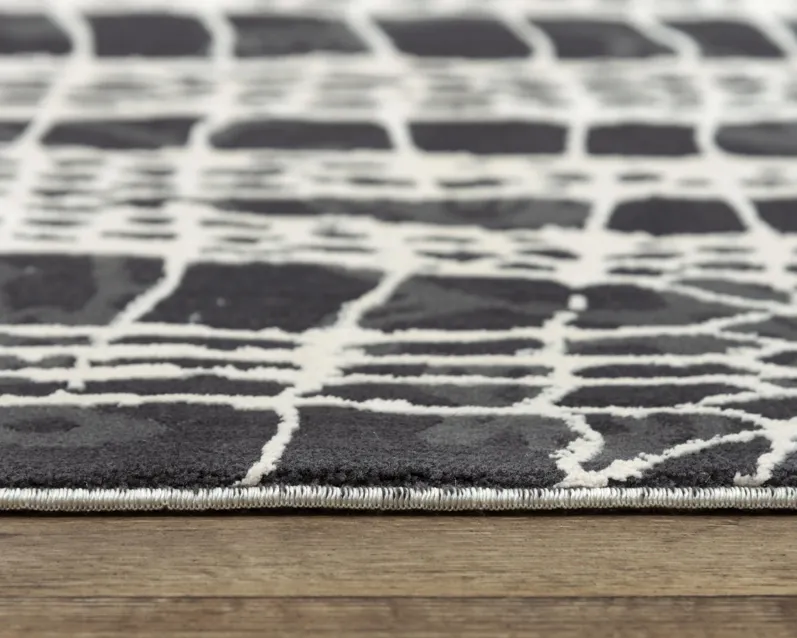 Emerge Beige/Black  Polyester 2'7" x 9'6" Runner Rug