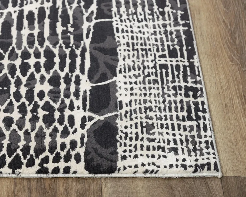 Emerge Beige/Black  Polyester 2'7" x 9'6" Runner Rug