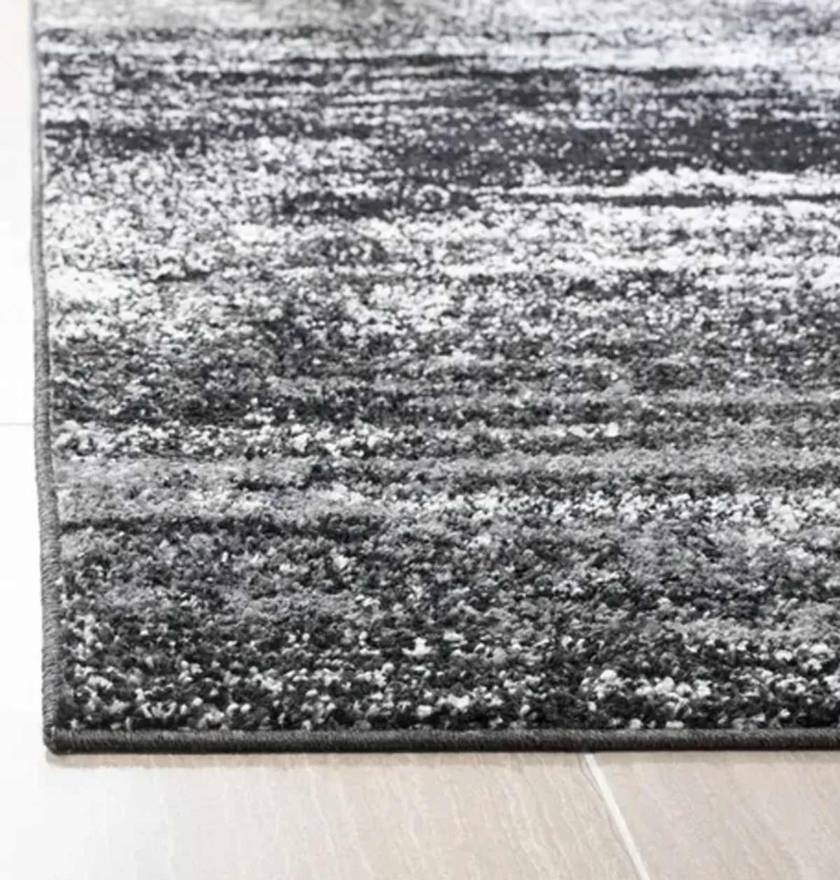 Adirondack Contemporary Silver / Black 2'-6" X 22' Powerloomed Rug