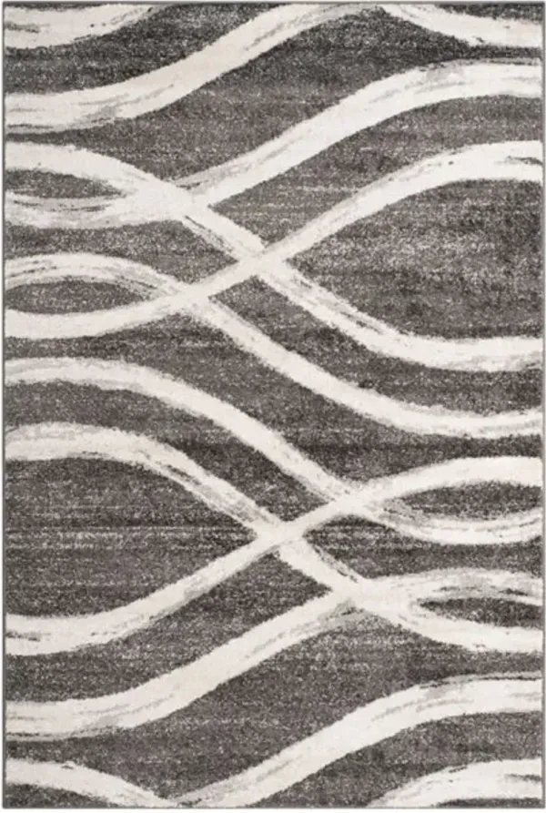 Adirondack Contemporary Charcoal / Ivory 6' X 9' Powerloomed Rug