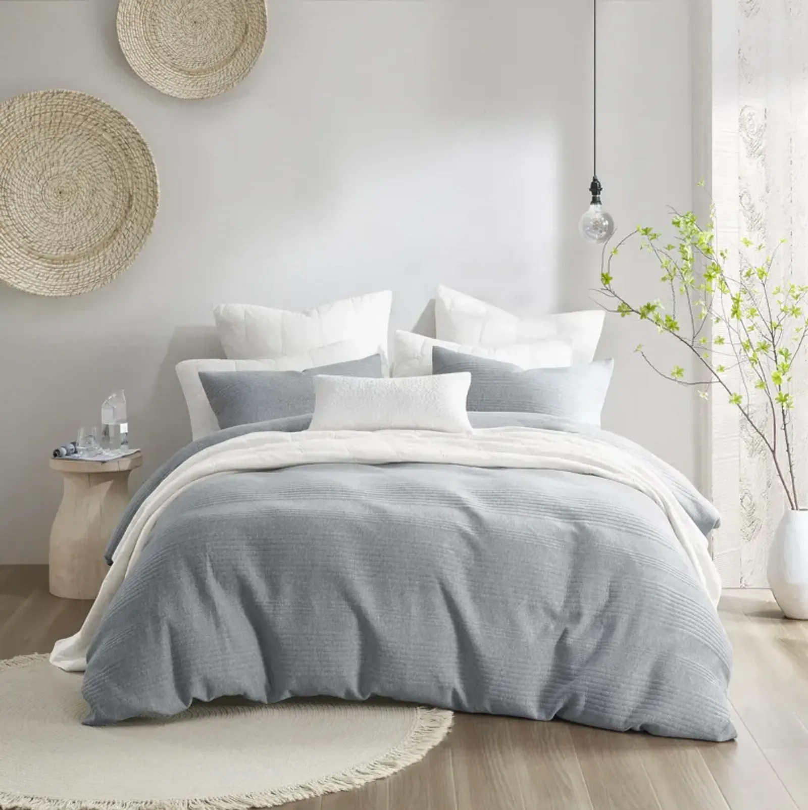 Croscill Casual Ellis Heathered Gray 3 Piece Duvet Set