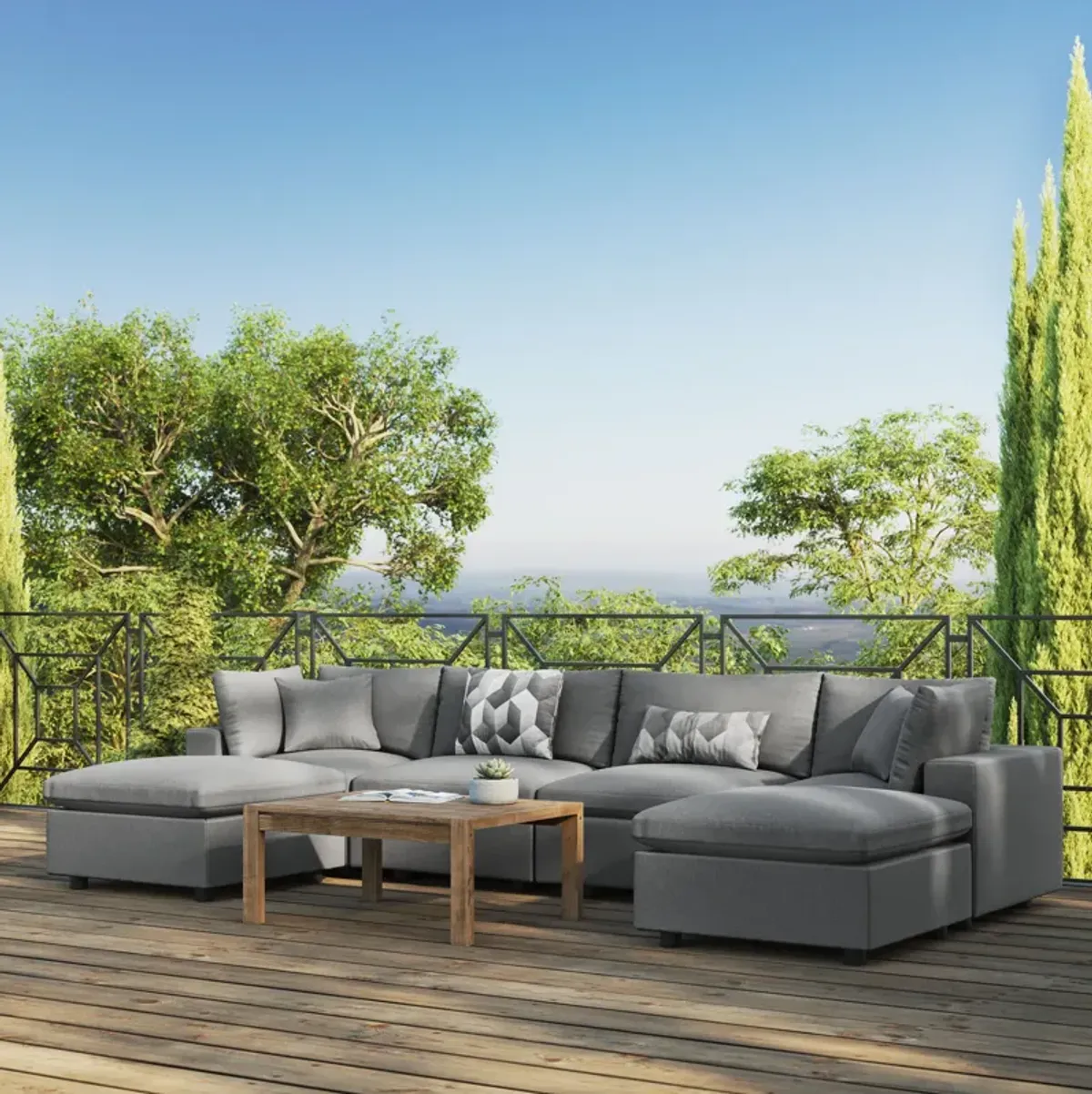 Commix 6-Piece Outdoor Patio Sectional Sofa