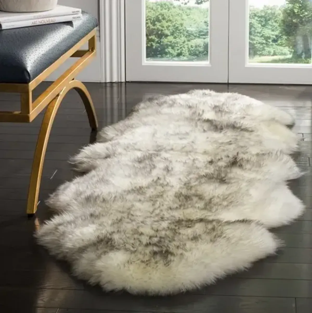 SHEEP SKIN 121 Grey  2' X 6' Runner Rug