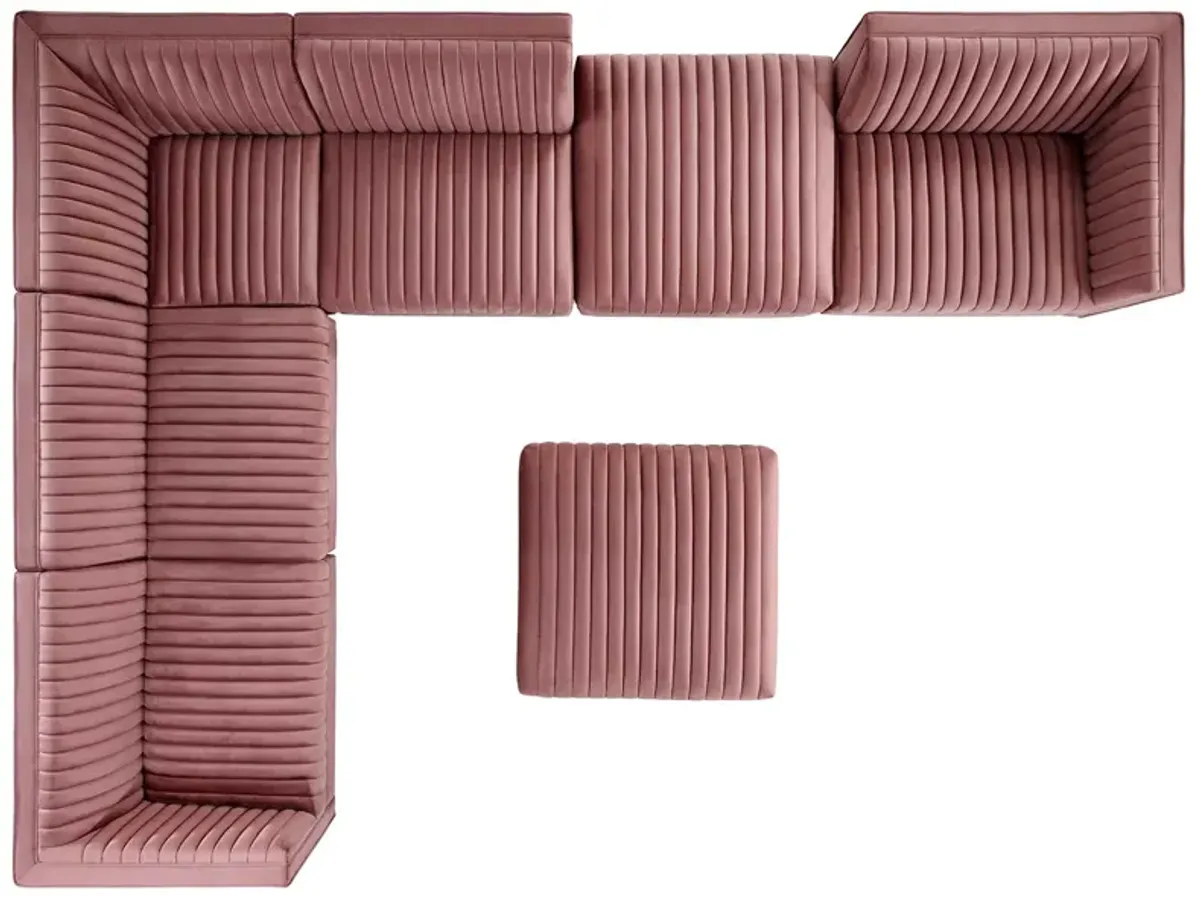 Sanguine Channel Tufted Performance Velvet 7-Piece Left-Facing Modular Sectional