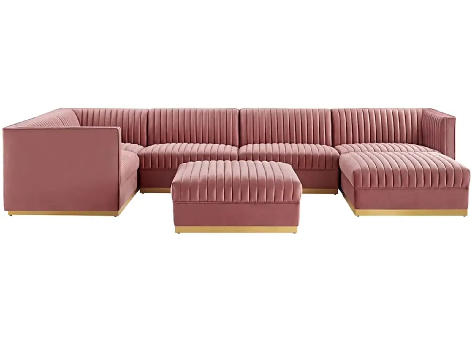 Sanguine Channel Tufted Performance Velvet 7-Piece Left-Facing Modular Sectional