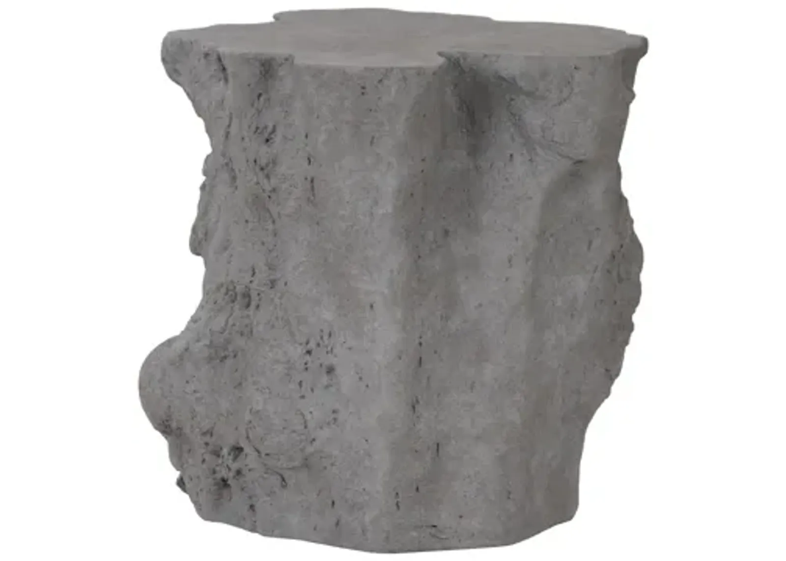 Log Side Table, Charcoal Stone