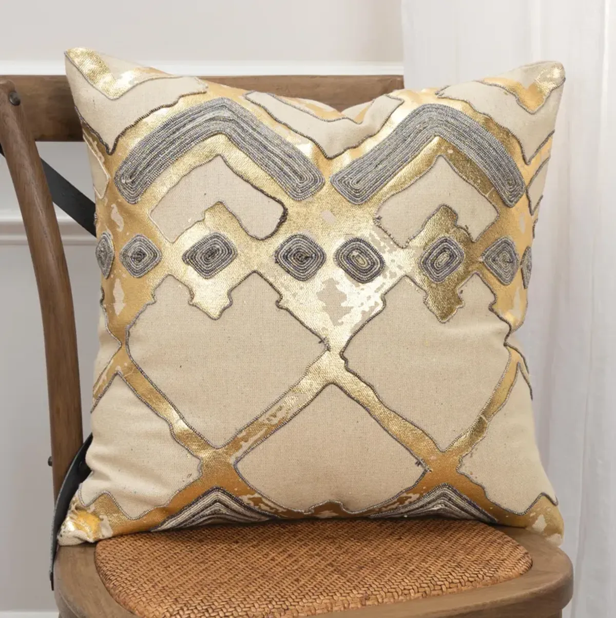 Geometric Gold Metallic Pillow