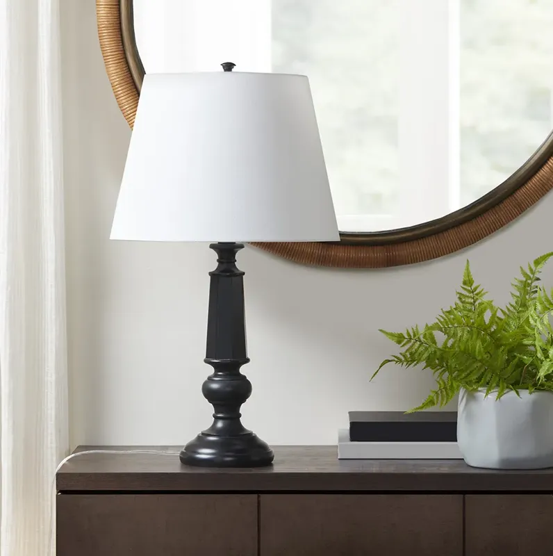 Martha Stewart Landsdown Black Black Faceted Table Lamp 24.25"H