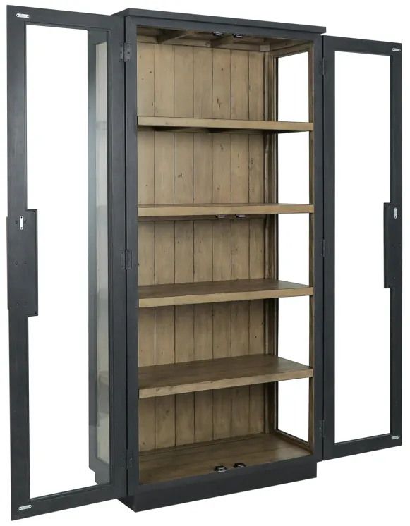 Larson 82" Reclaimed Pine Wood Cabinet in Black