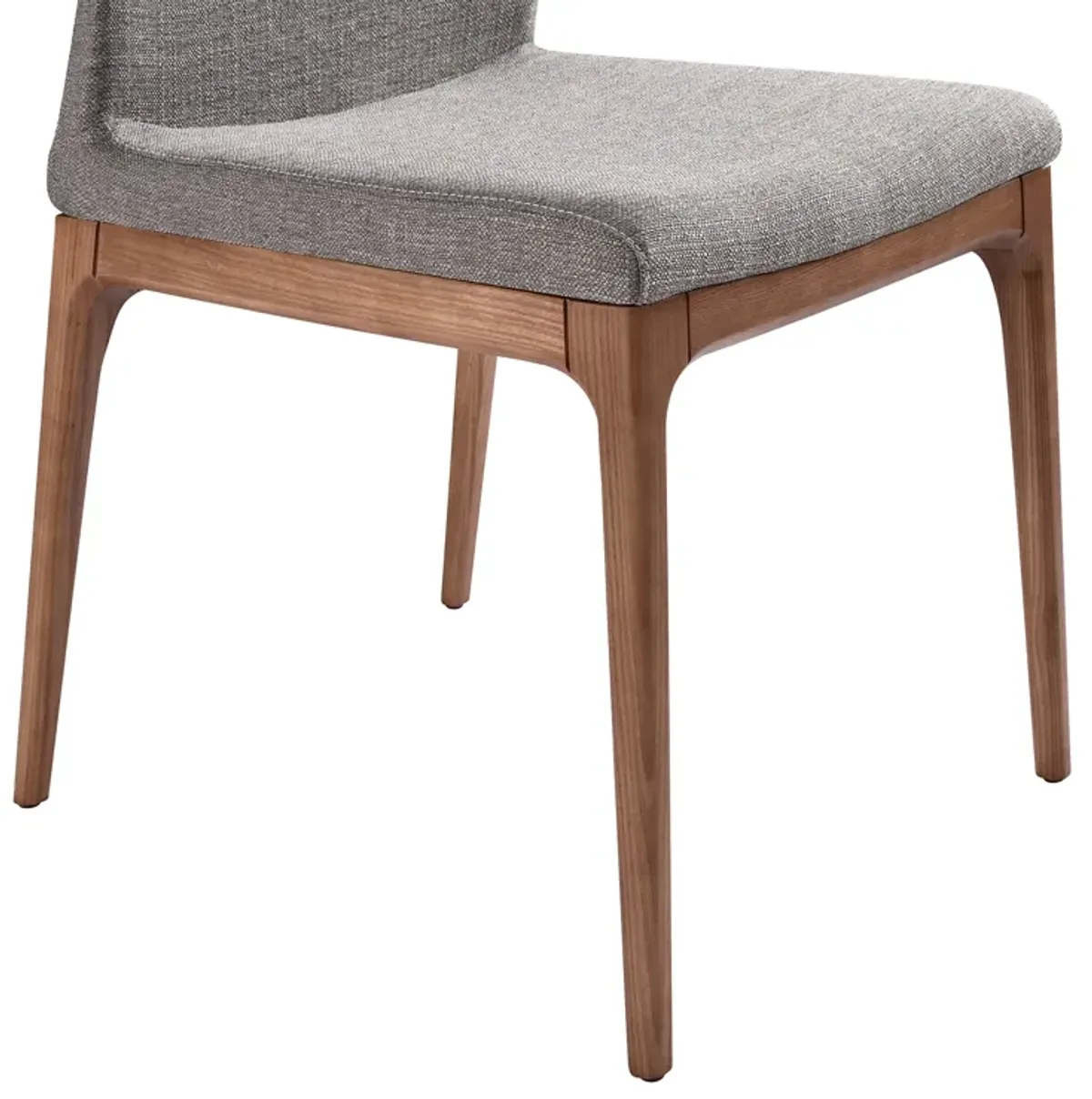 Parker Mid-Century Dining Chair in Walnut Finish and Gray Fabric - Set of 2