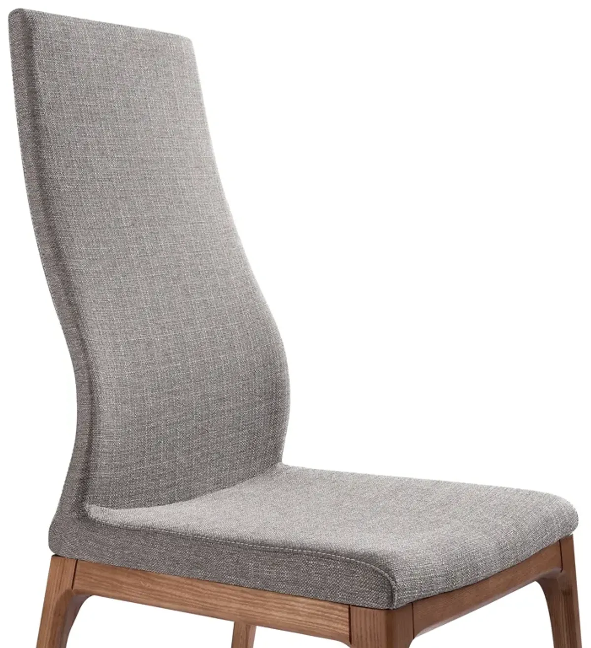 Parker Mid-Century Dining Chair in Walnut Finish and Gray Fabric - Set of 2