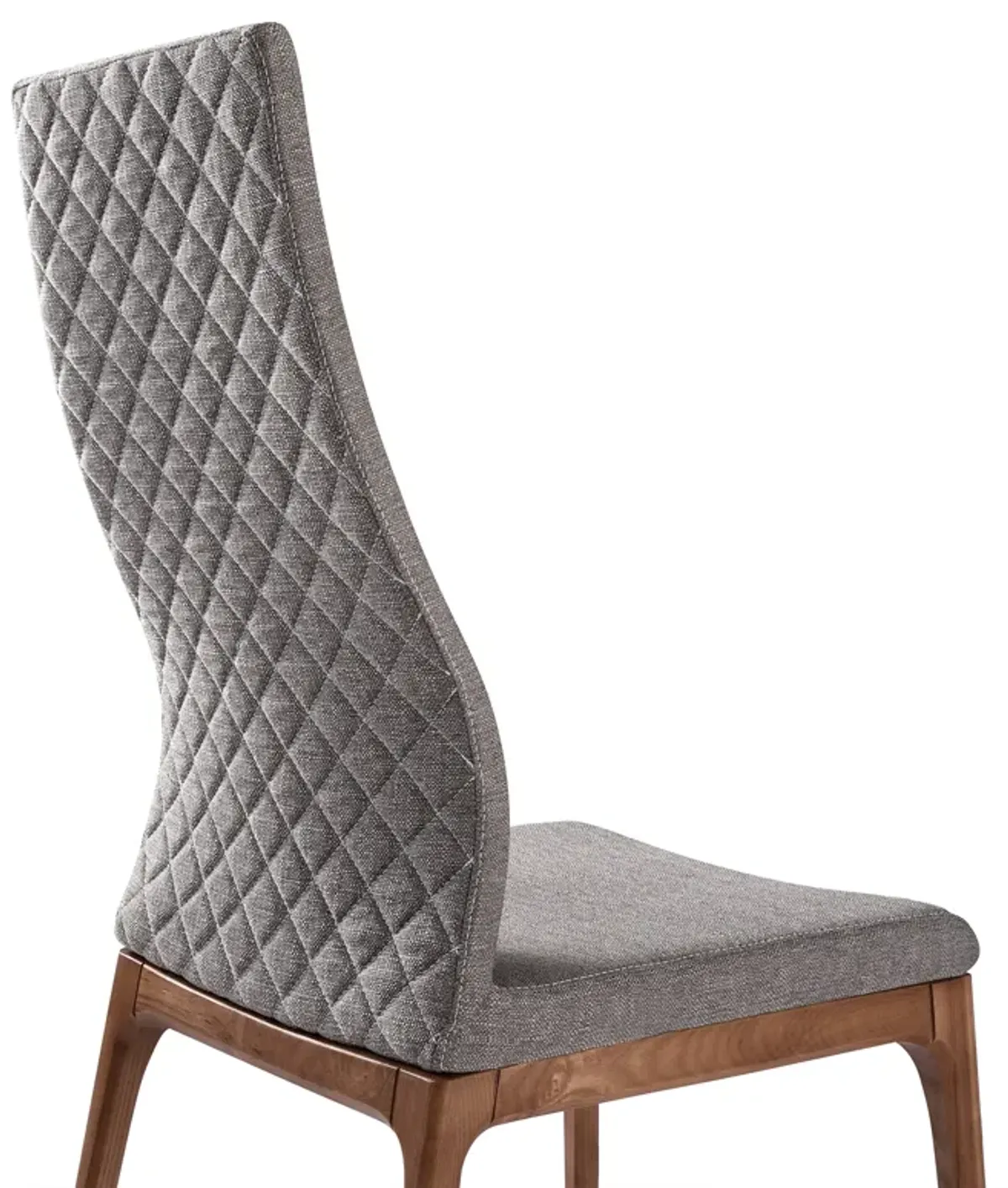 Parker Mid-Century Dining Chair in Walnut Finish and Gray Fabric - Set of 2