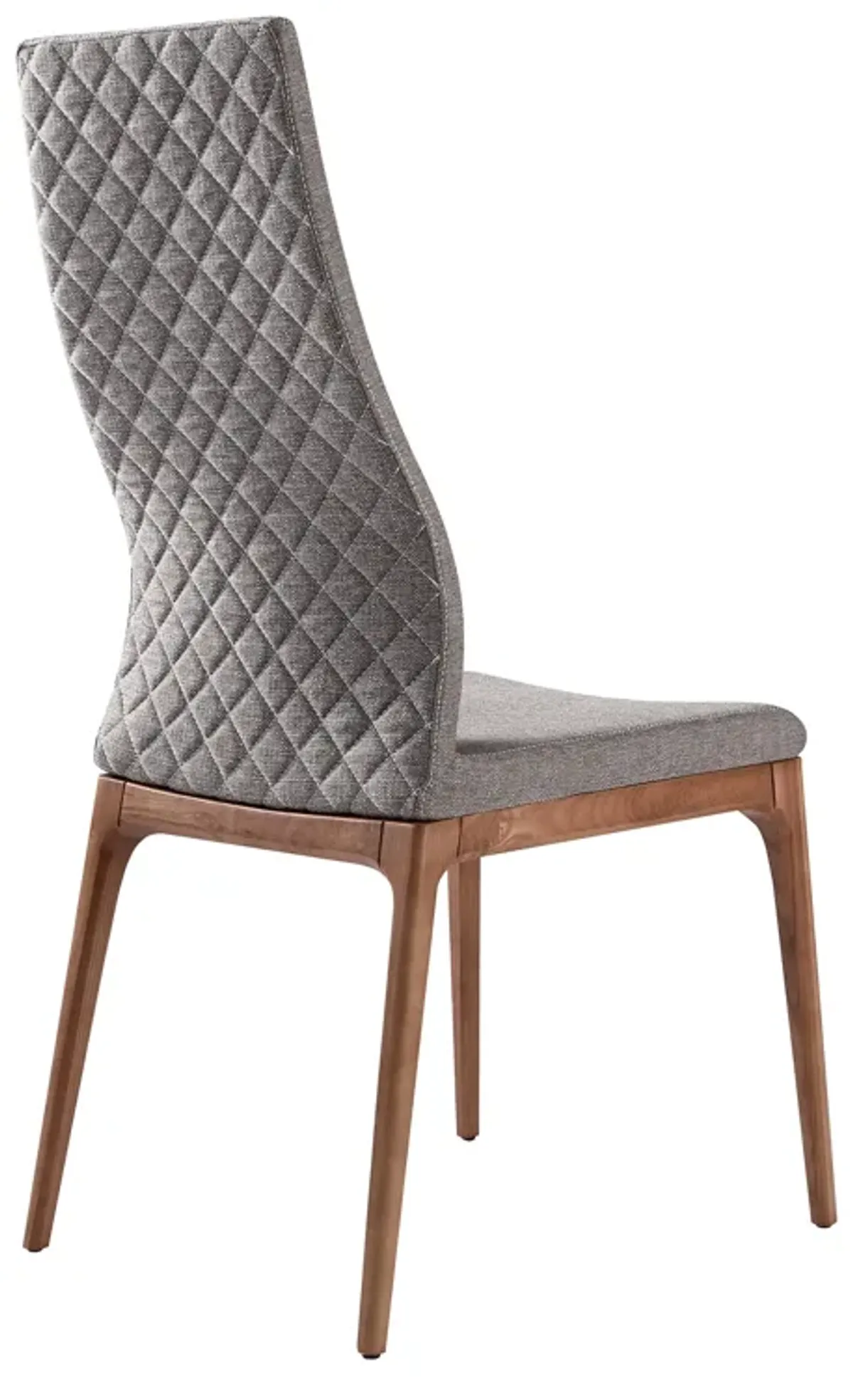 Parker Mid-Century Dining Chair in Walnut Finish and Gray Fabric - Set of 2