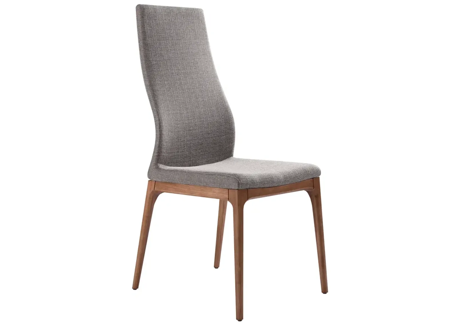 Parker Mid-Century Dining Chair in Walnut Finish and Gray Fabric - Set of 2