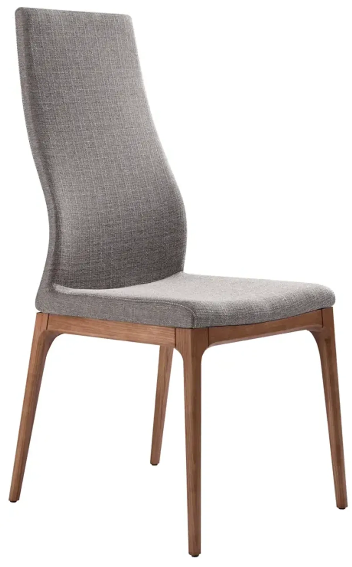 Parker Mid-Century Dining Chair in Walnut Finish and Gray Fabric - Set of 2