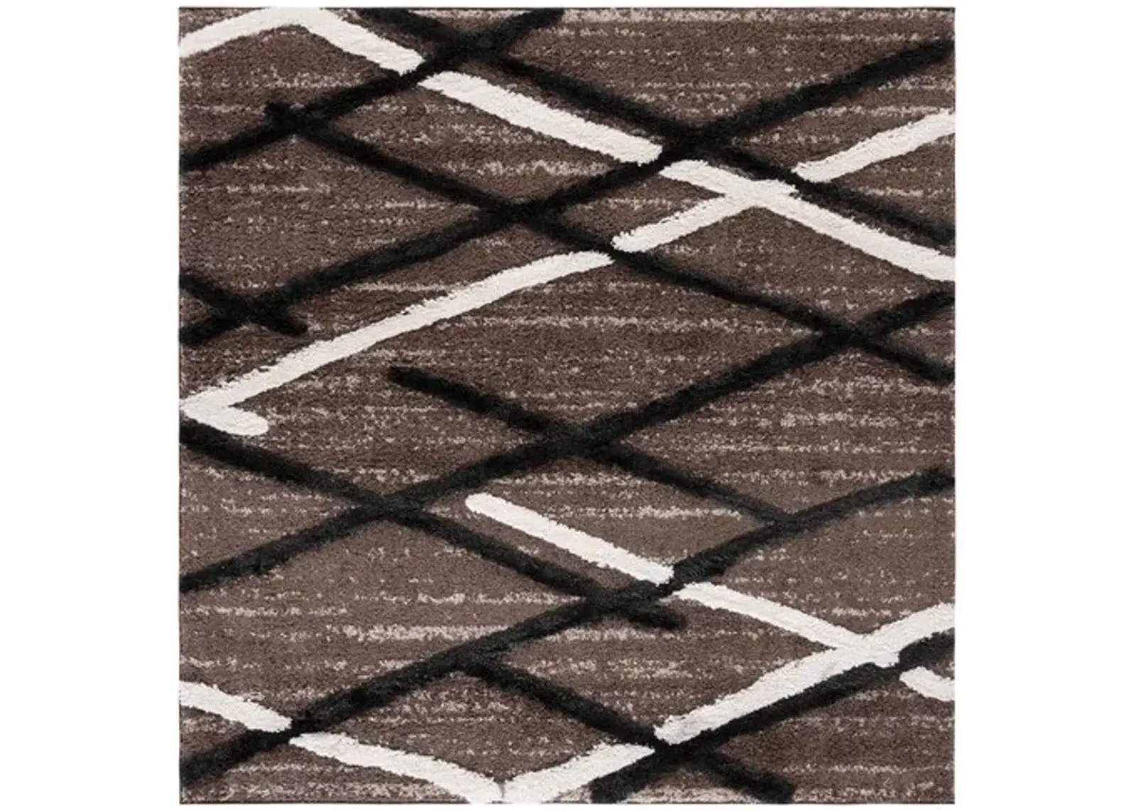 HI-LO SHAG 206 Brown  6'-7' X 6'-7' Square Square Rug