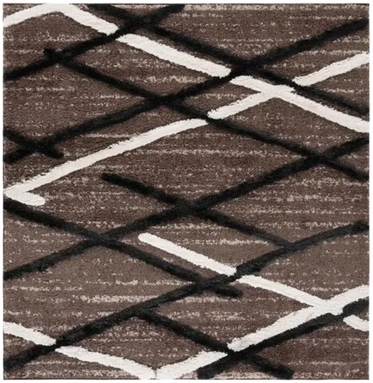 HI-LO SHAG 206 Brown  6'-7' X 6'-7' Square Square Rug