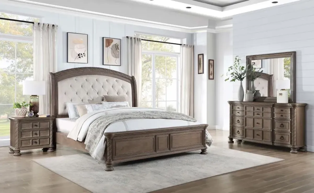 Emmett 4-piece Eastern King Bedroom Set Walnut and Beige