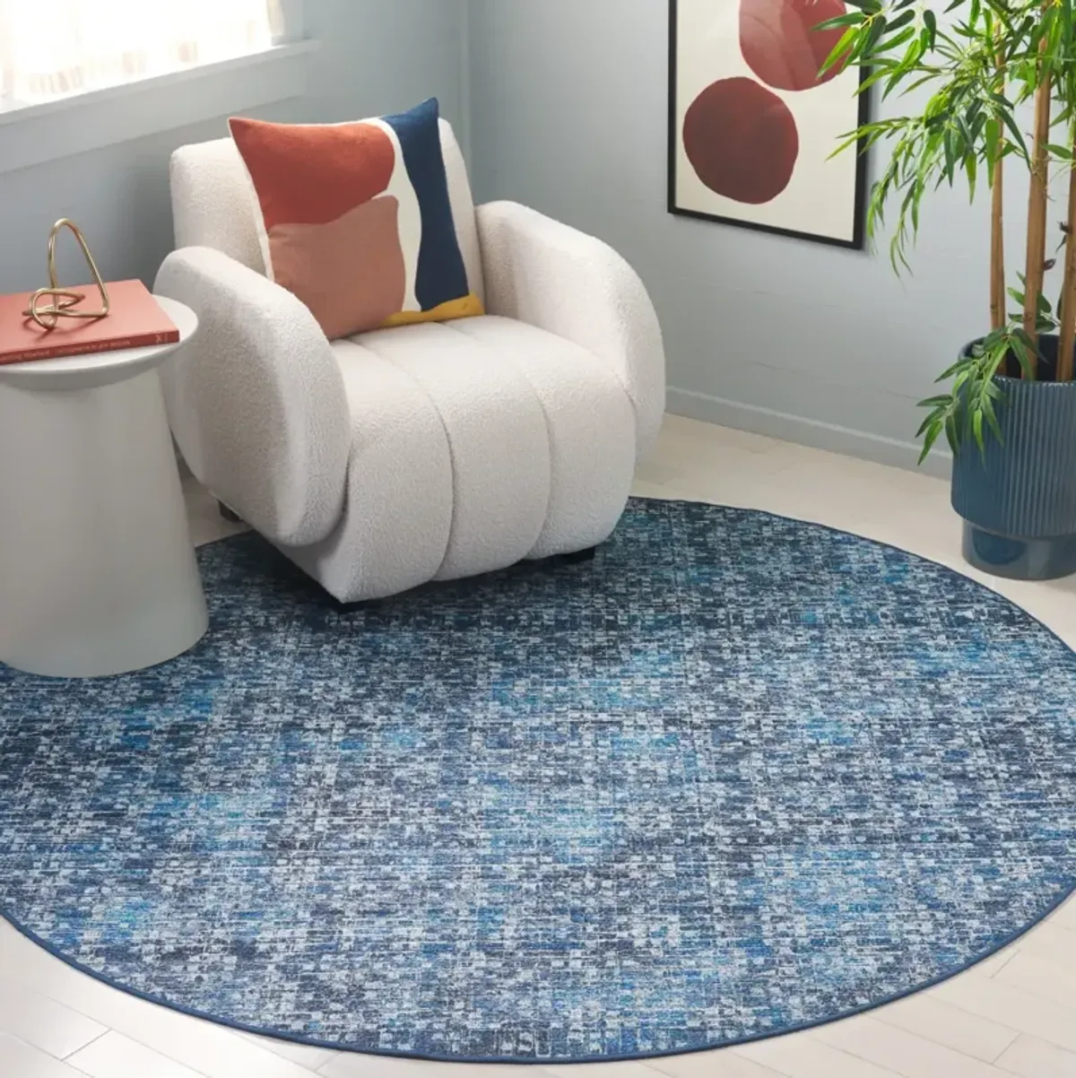 TUCSON 901 BLUE  6' x 6' Round Round Rug