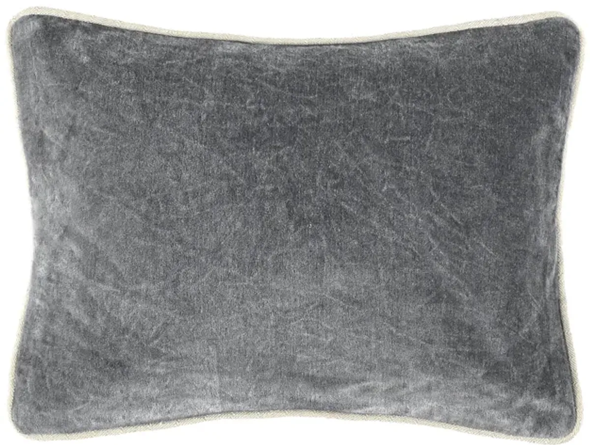 Harriet 12"x16" Velvet Throw Pillow, Dark Gray