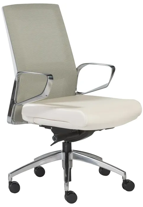 Alpha Office Chair with Light Green Mesh and Polished Aluminum Base