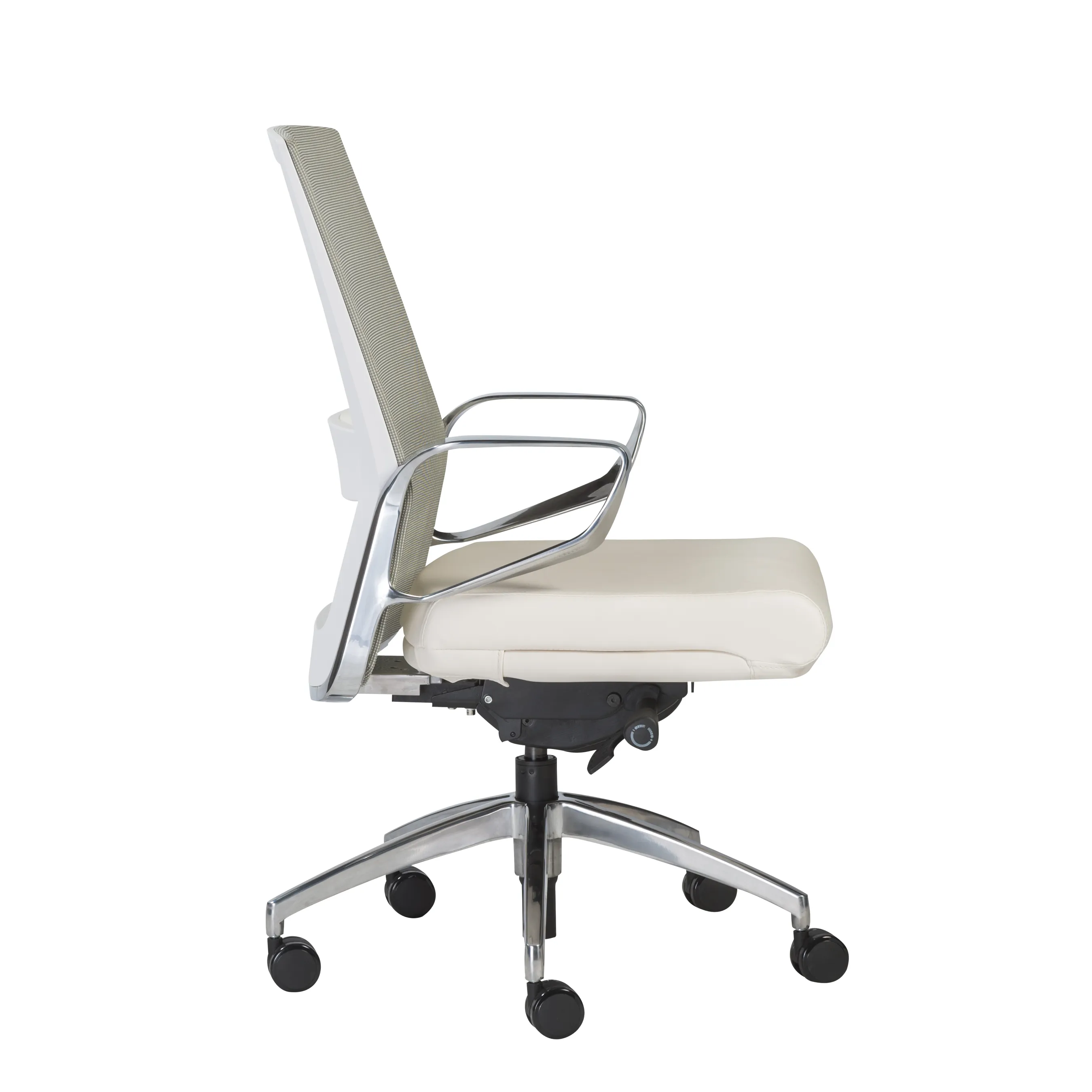 Alpha Office Chair with Light Green Mesh and Polished Aluminum Base