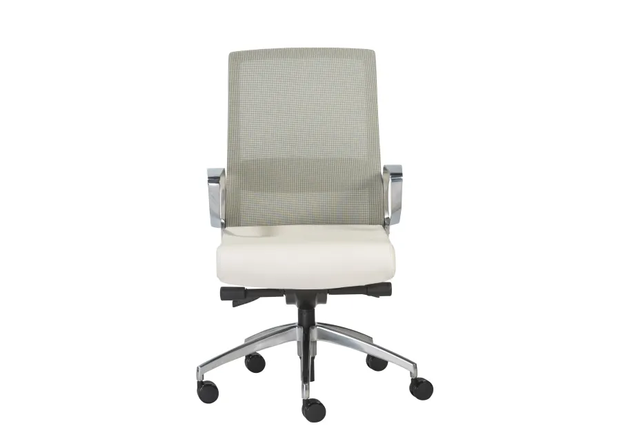 Alpha Office Chair with Light Green Mesh and Polished Aluminum Base