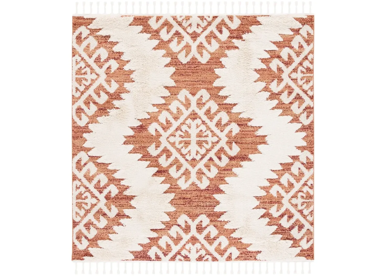 MOROCCAN TASSEL SHAG 652 ORANGE  4' x 4' Square Square Rug