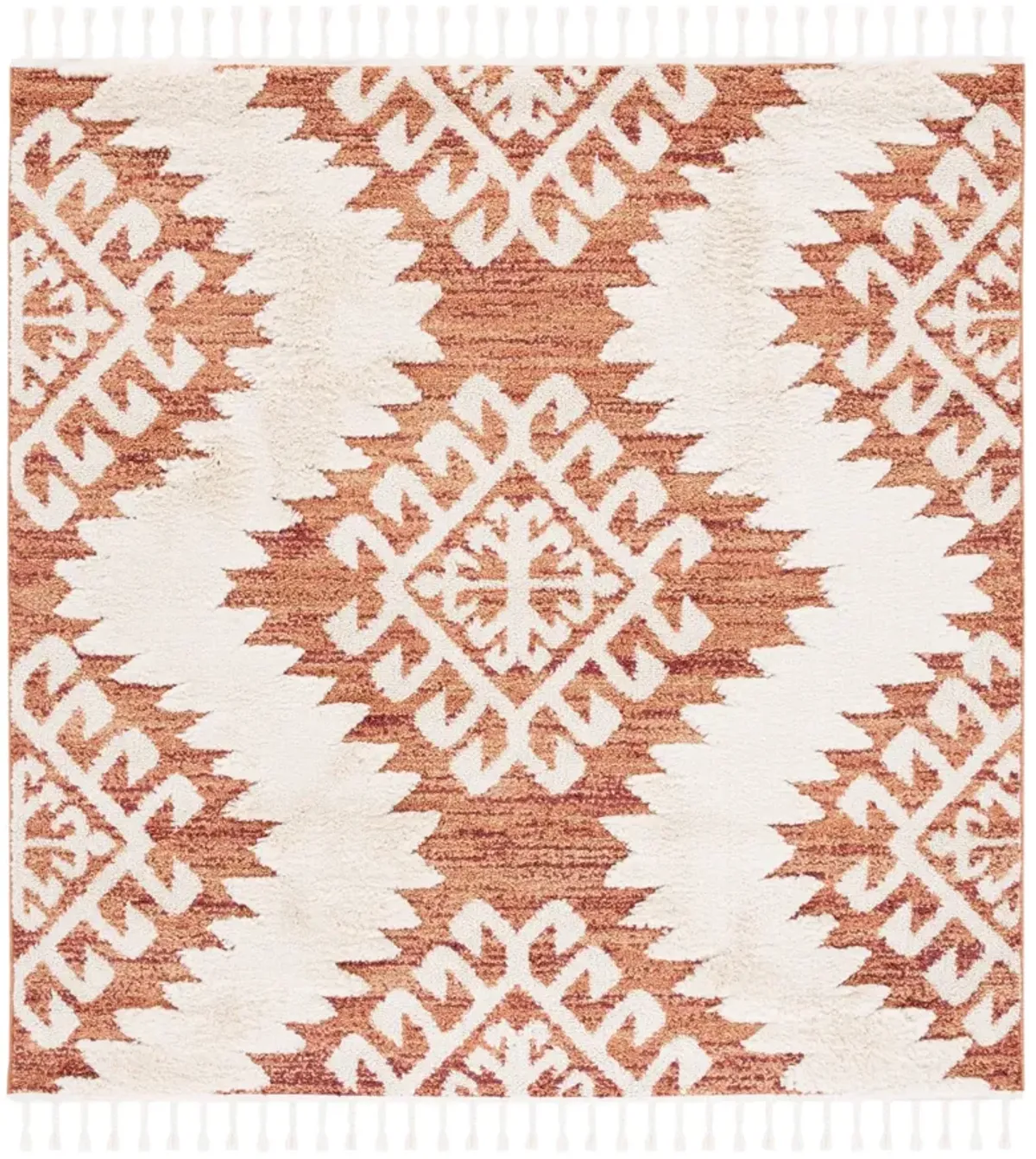 MOROCCAN TASSEL SHAG 652 ORANGE  4' x 4' Square Square Rug