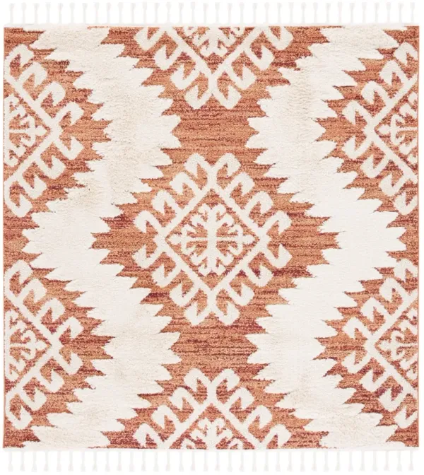 MOROCCAN TASSEL SHAG 652 ORANGE  4' x 4' Square Square Rug