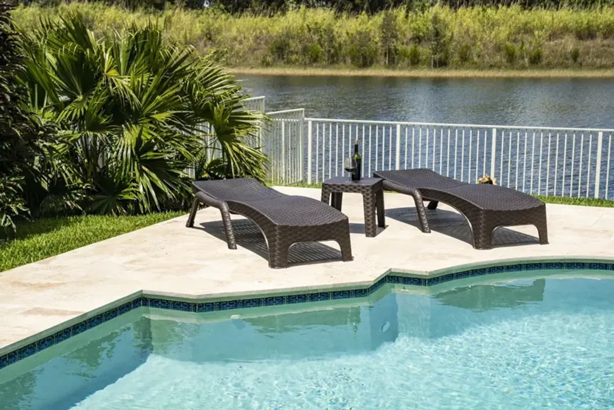 Roma 3-Piece Chaise Lounger Set-Brown