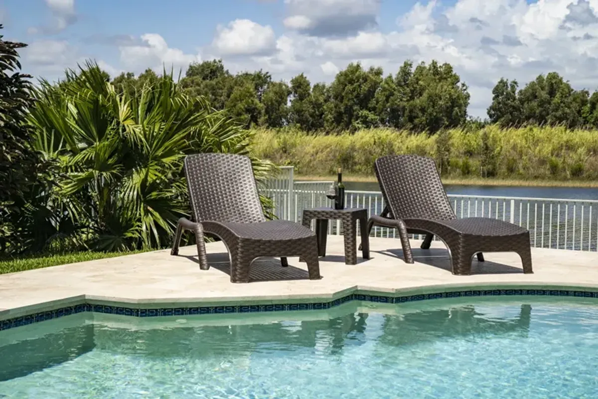 Roma 3-Piece Chaise Lounger Set-Brown