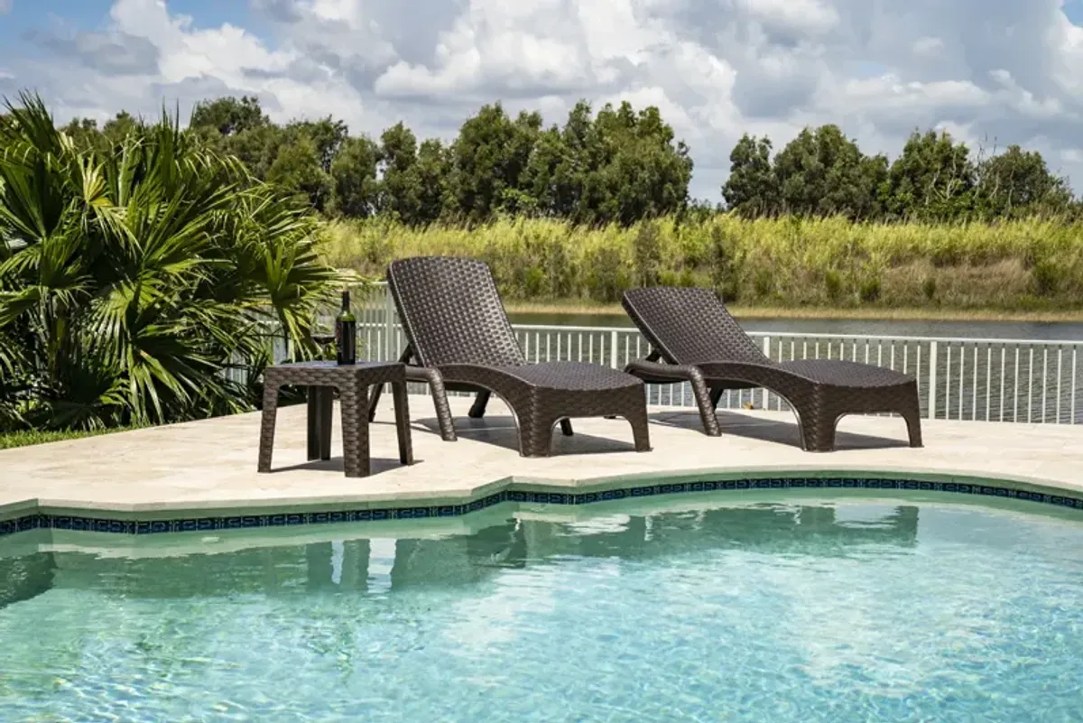 Roma 3-Piece Chaise Lounger Set-Brown