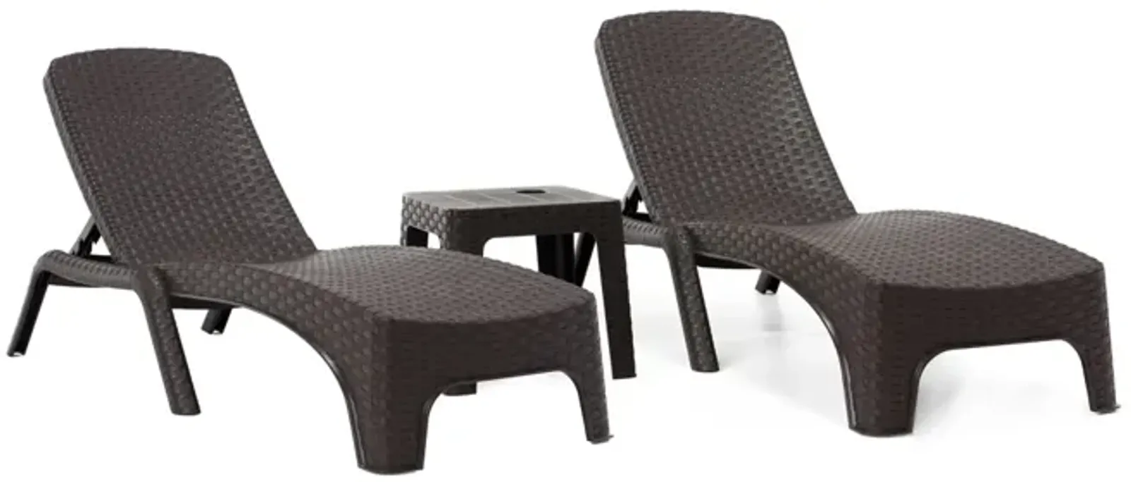 Roma 3-Piece Chaise Lounger Set-Brown