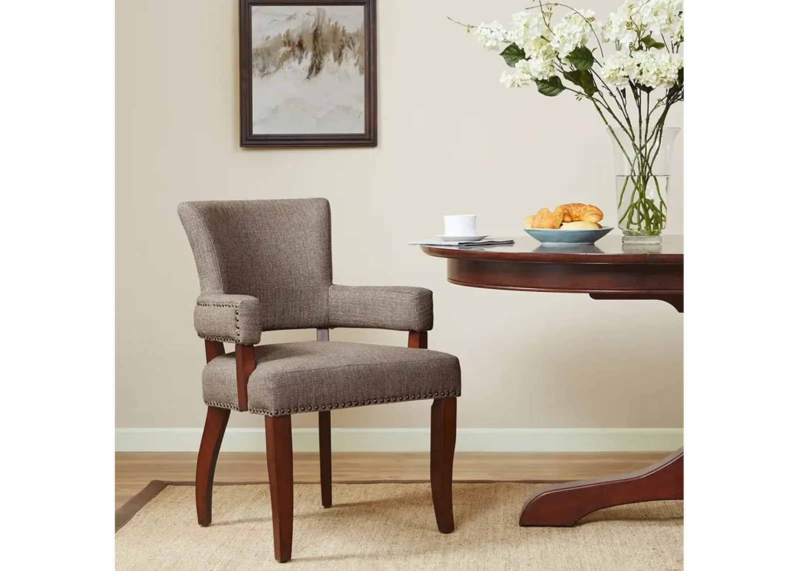 Madison Park Dawson Brown Arm Dining Chair