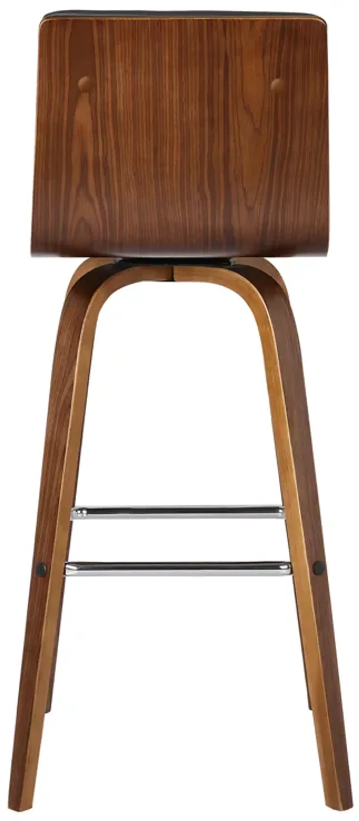 Vienna 30" Bar Height Swivel Grey Faux Leather and Walnut Wood Bar Stool