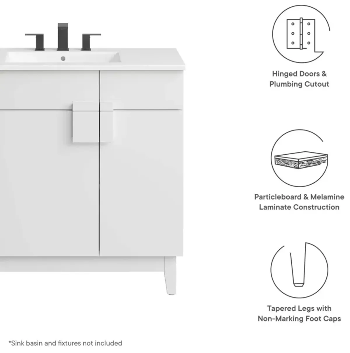 Miles 36" Bathroom Vanity Cabinet (Sink Basin Not Included)