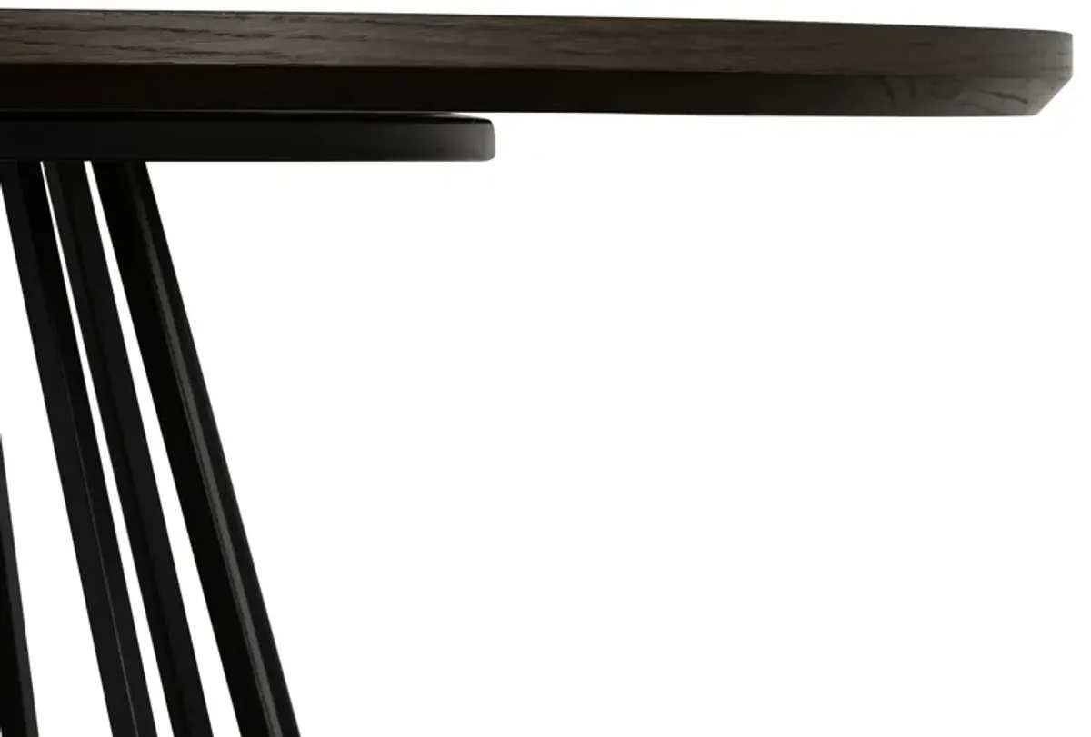 Motion Oak and Metal Round Dining Table