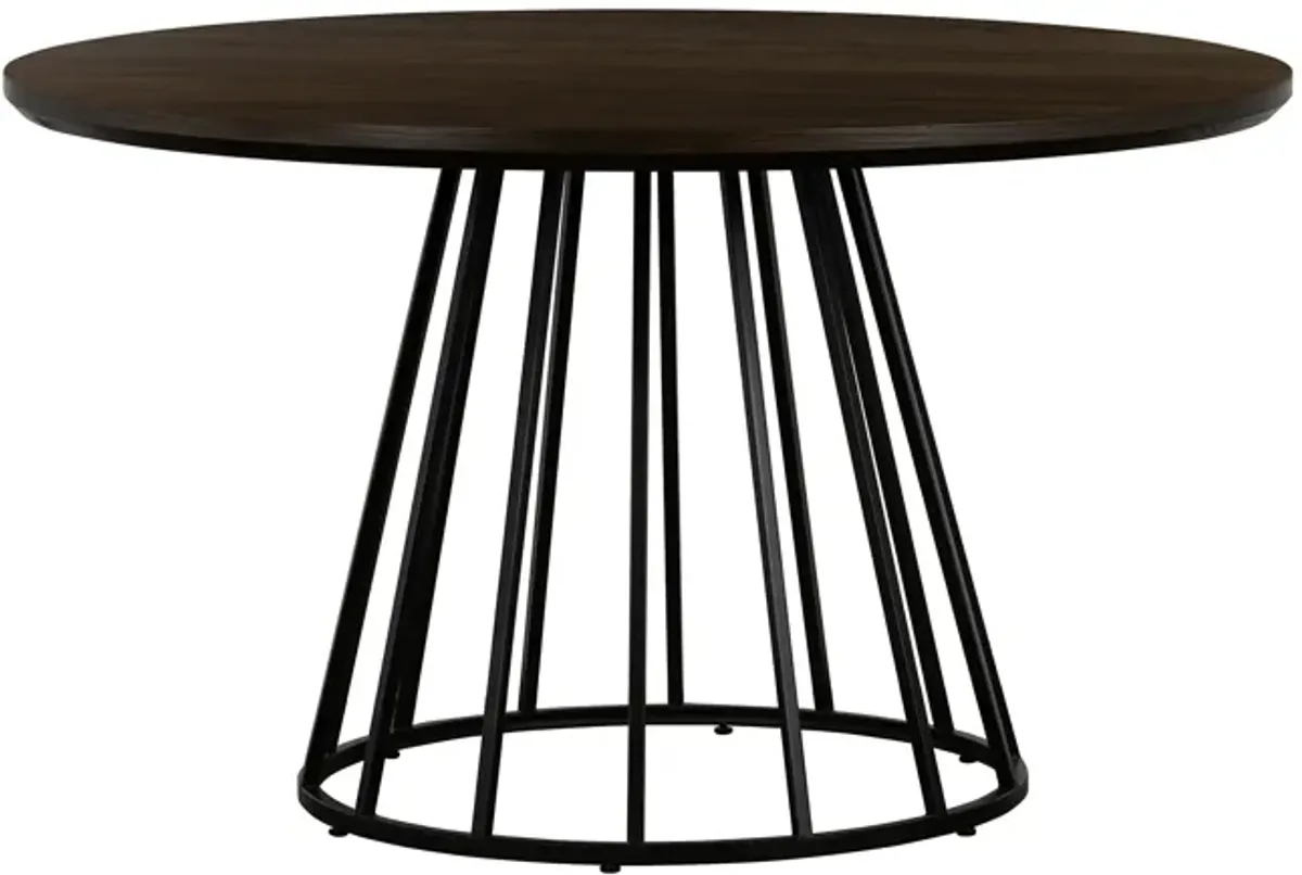 Motion Oak and Metal Round Dining Table