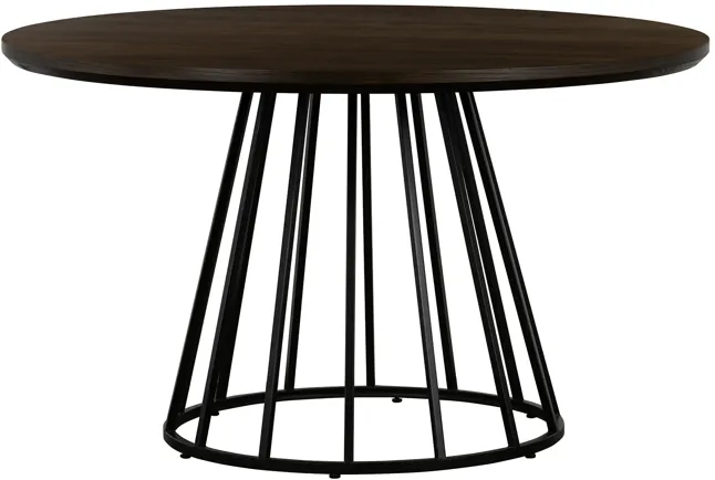 Motion Oak and Metal Round Dining Table